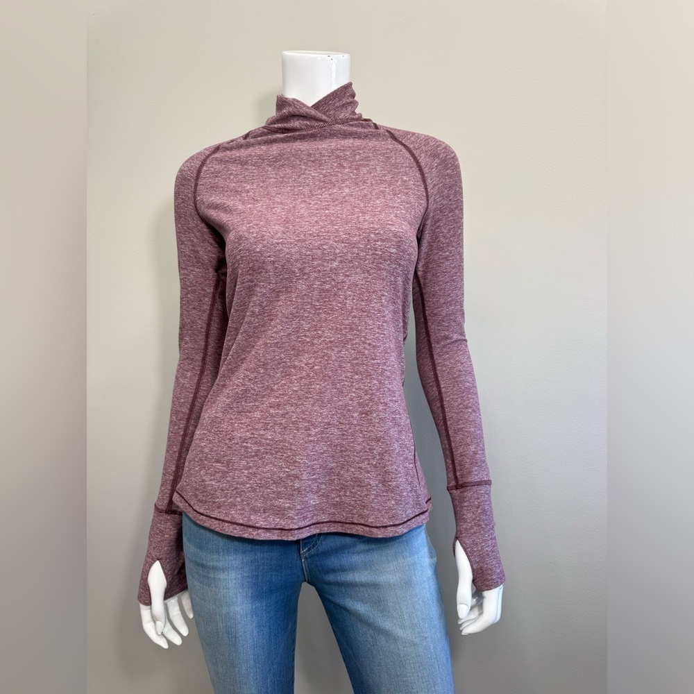 LULULEMON Warm Your Core Peplum Heathered Bordeaux Drama Run Top Pullover